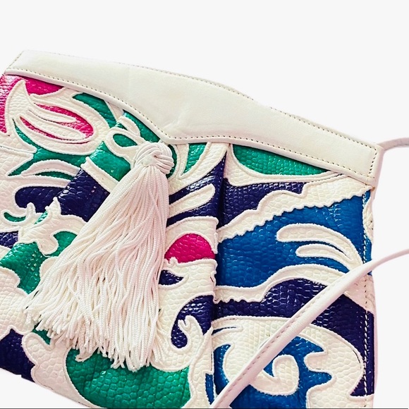 Vintage 90s BRACCIALINI Leather Clutch - Picture 7 of 10